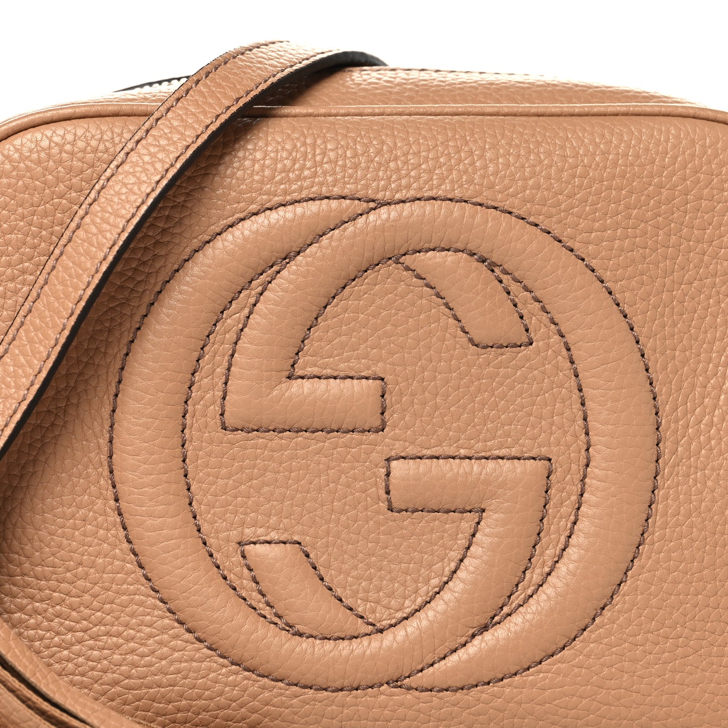 Pebbled Calfskin Small Soho Disco Bag Camelia