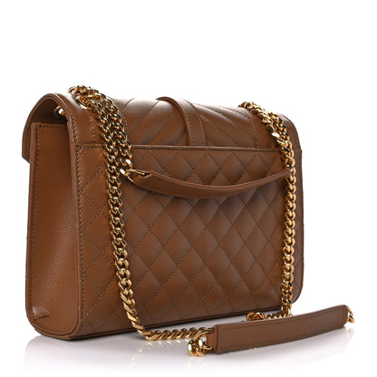 Saint Laurent Grain De Poudre Textured Mixed Matelasse Triquilt Medium Monogram Satchel Tan 3 of 10