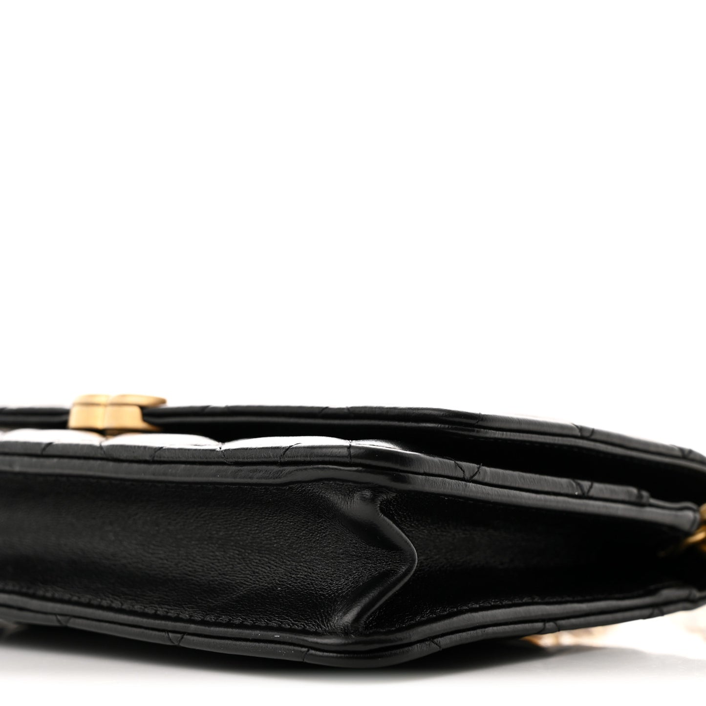 Lambskin Resin Quilted Wallet On Chain WOC Black