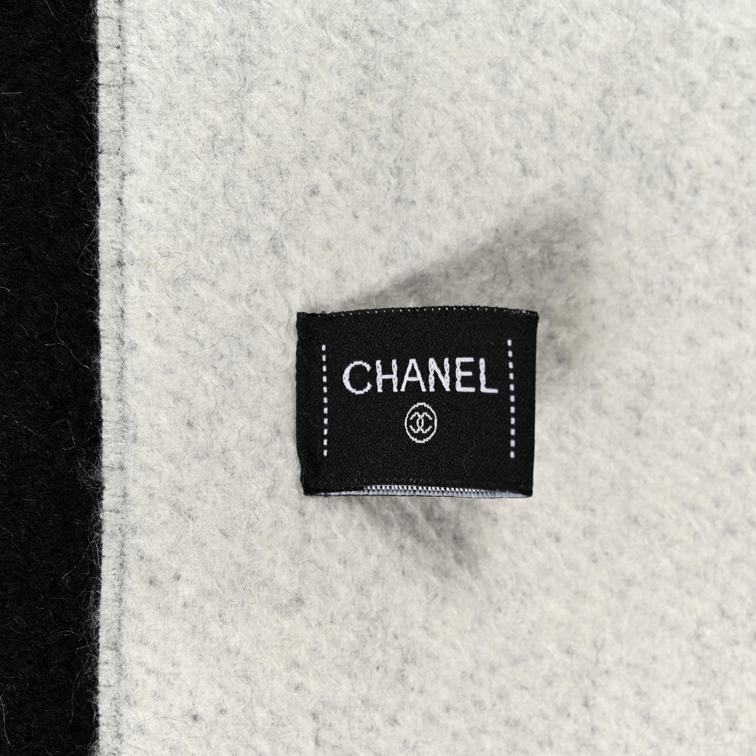 Chanel Cashmere CC Fringe Stole Black White 3 of 3