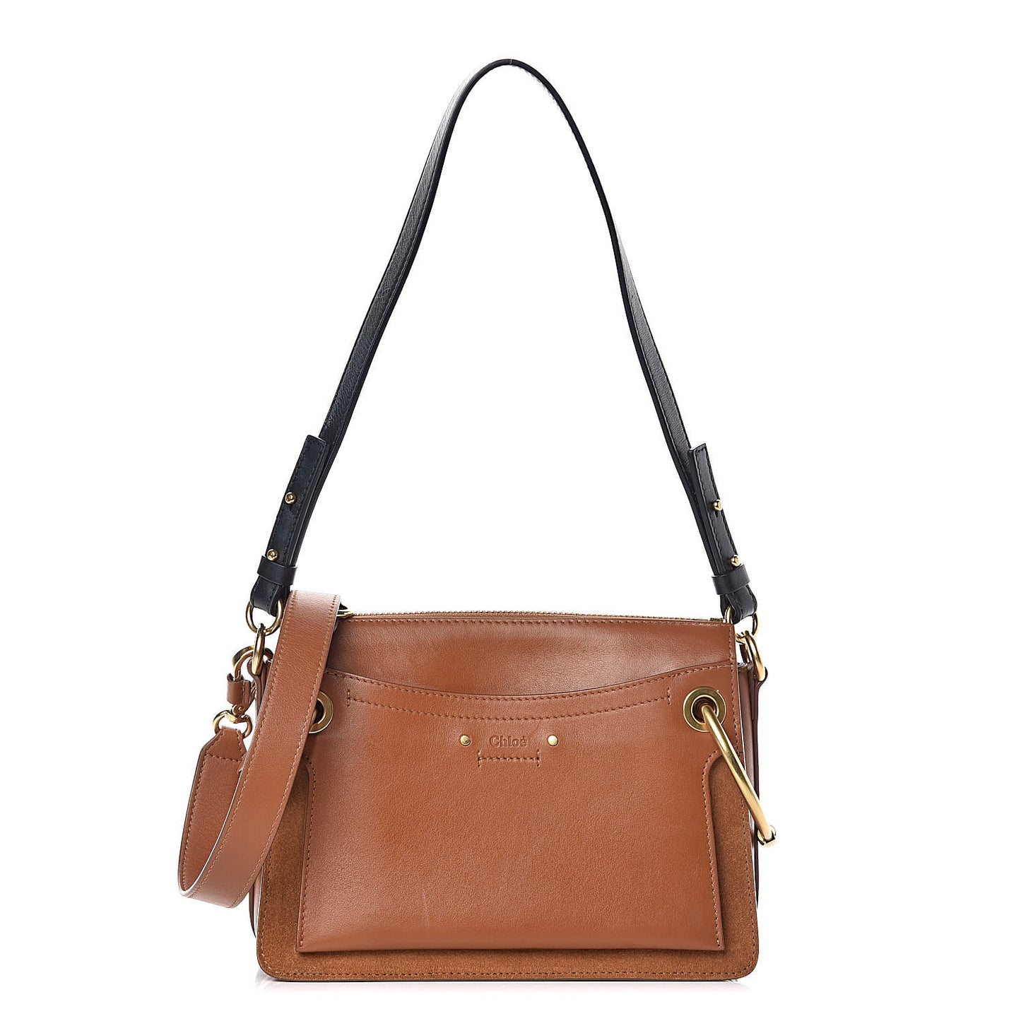 Calfskin Suede Small Roy Bag Caramel