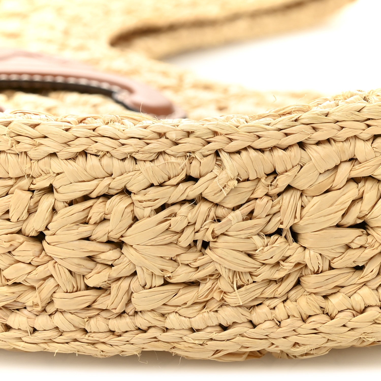 Celine Raffia Calfskin Triomphe Panier Hobo Bag Natural Tan 9 of 10