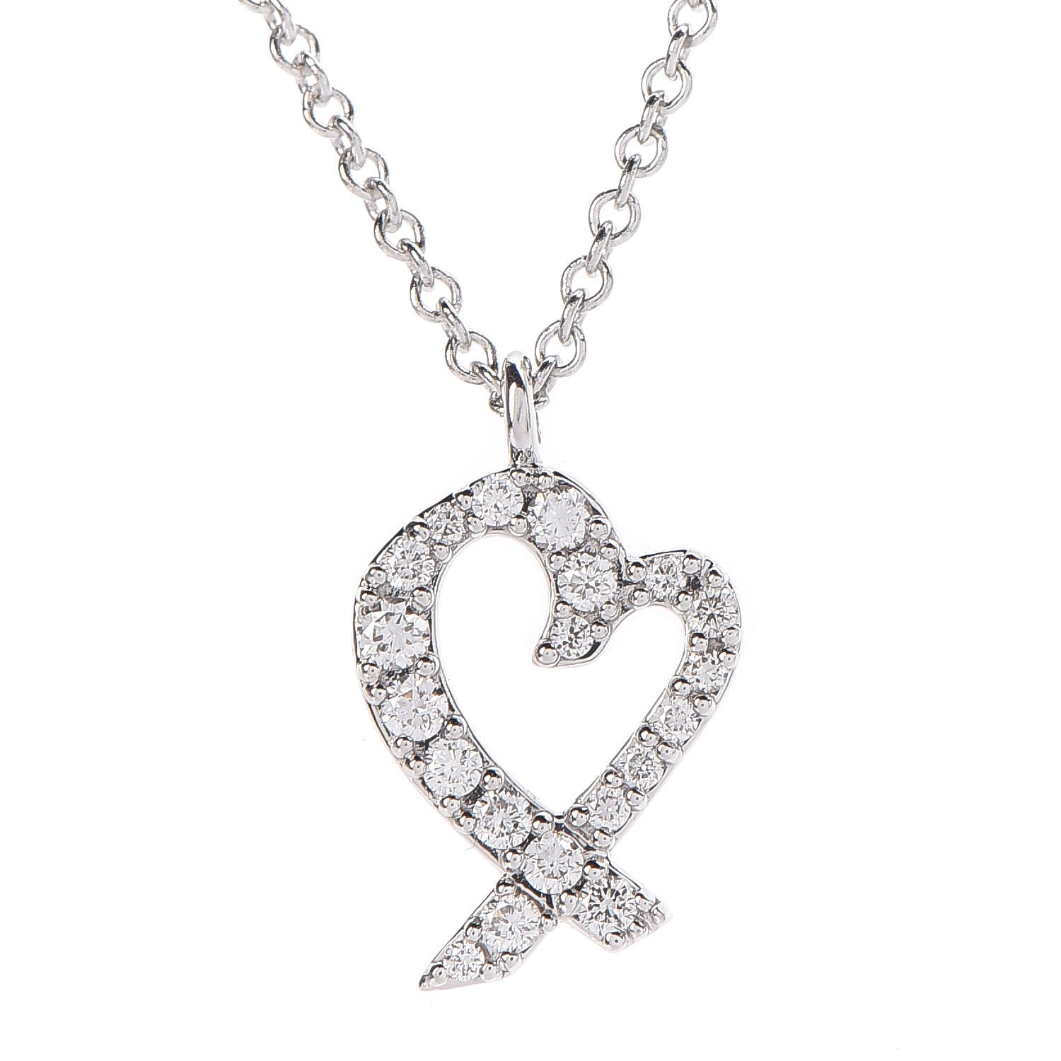 Tiffany 18K White Gold Diamond Mini Paloma Picasso Loving Heart Pendant Necklace 4 of 8