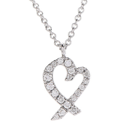 Tiffany 18K White Gold Diamond Mini Paloma Picasso Loving Heart Pendant Necklace 4 of 8