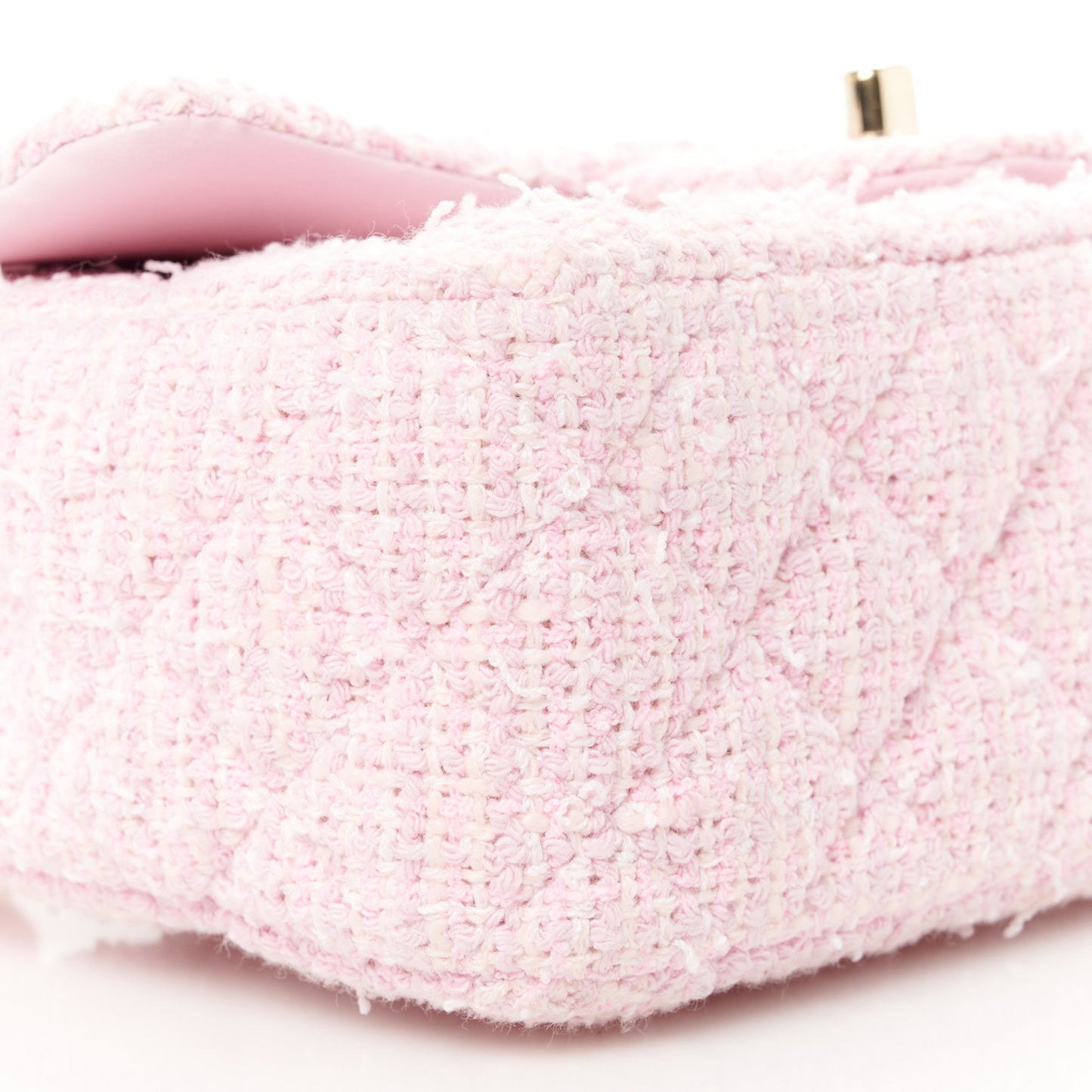 Tweed Quilted Mini Rectangular Flap Pink