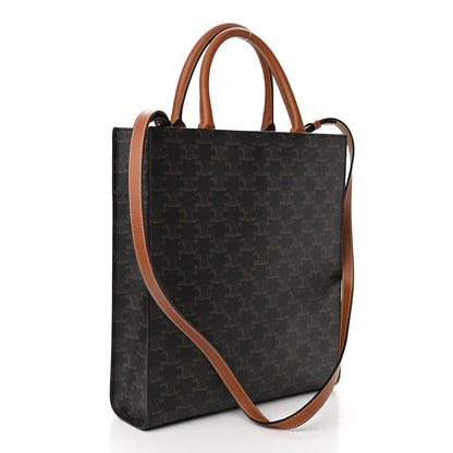 Celine Triomphe Canvas Calfskin Small Vertical Cabas Tan 3 of 10