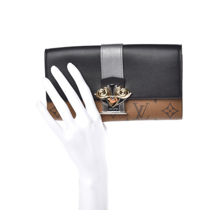 Louis Vuitton Calfskin Reverse Monogram Column Sarah Wallet Black 2 of 9