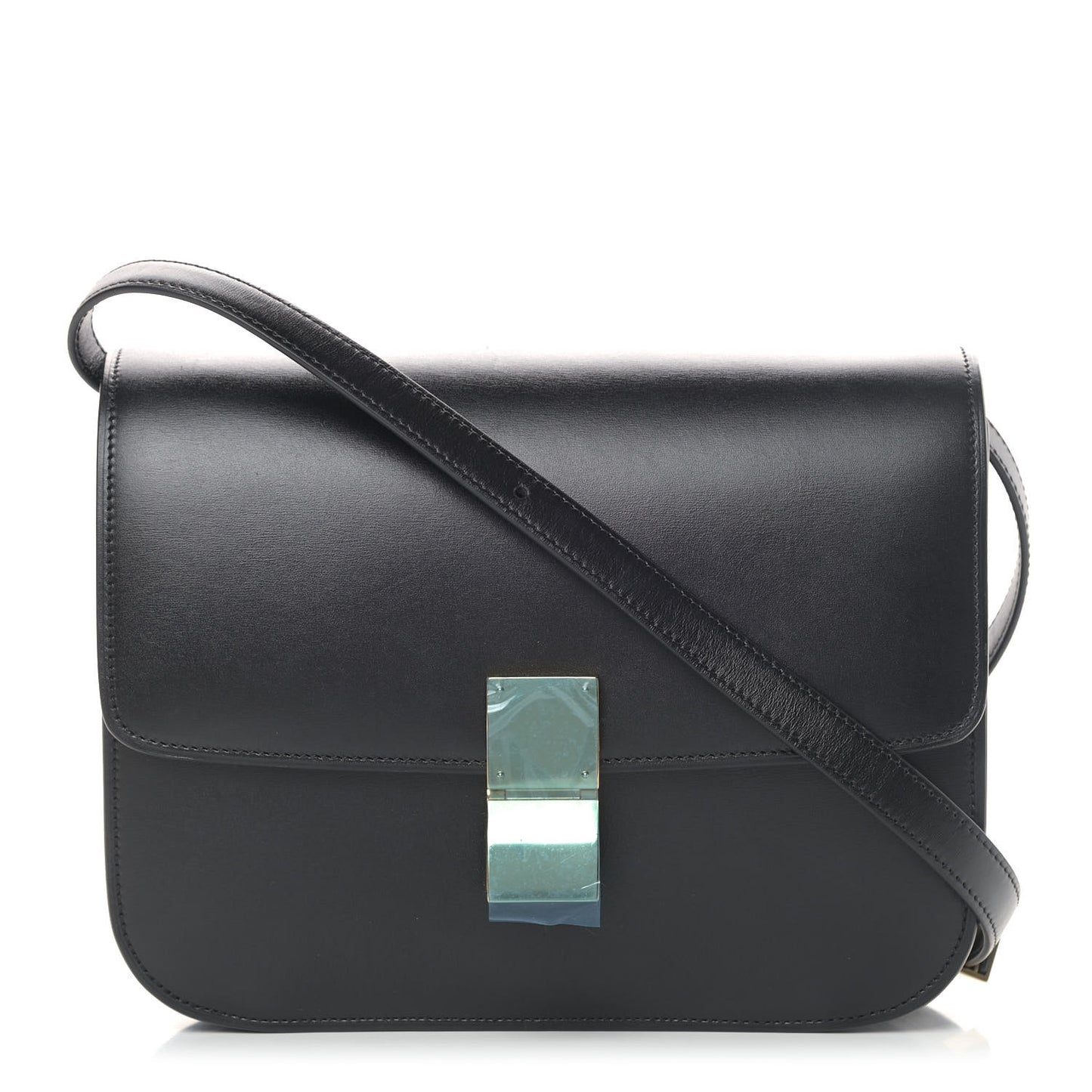 Box Calfskin Medium Classic Box Flap Bag Black
