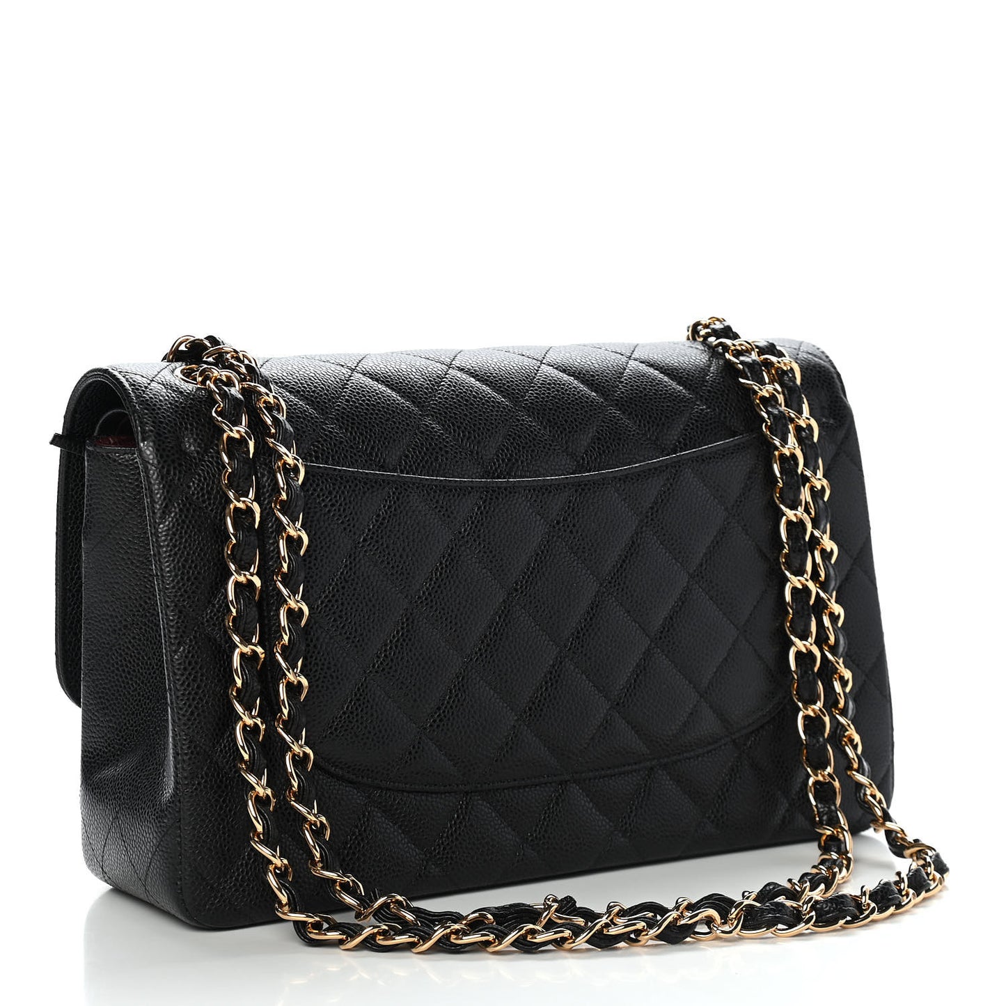 Caviar Quilted Jumbo Double Flap Black