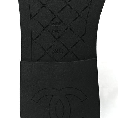 Chanel Lambskin Quilted Textured CC Mules Sandals 39 Black 7 of 9