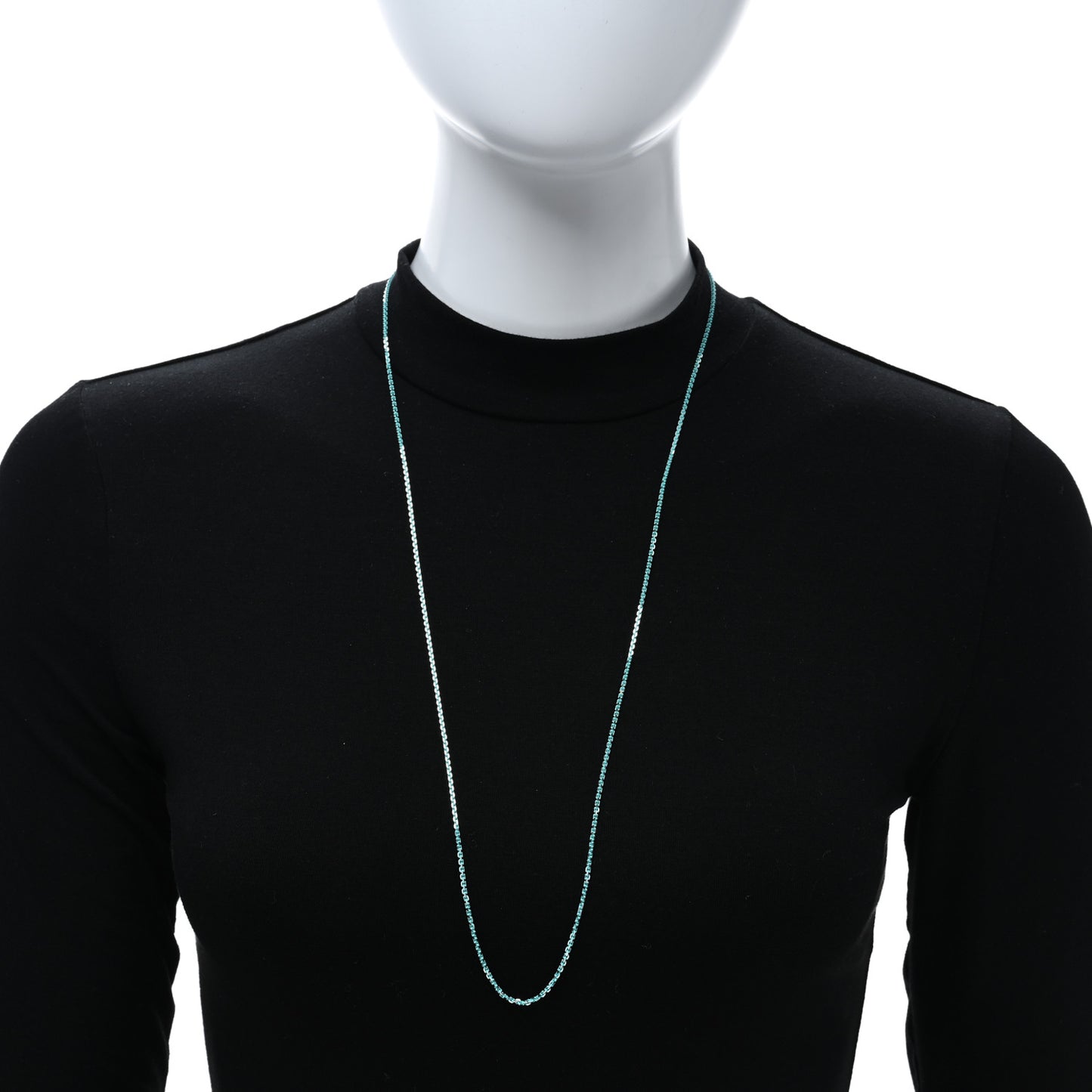 Sterling Silver Enamel 1.75mm Chain Necklace 30" Blue