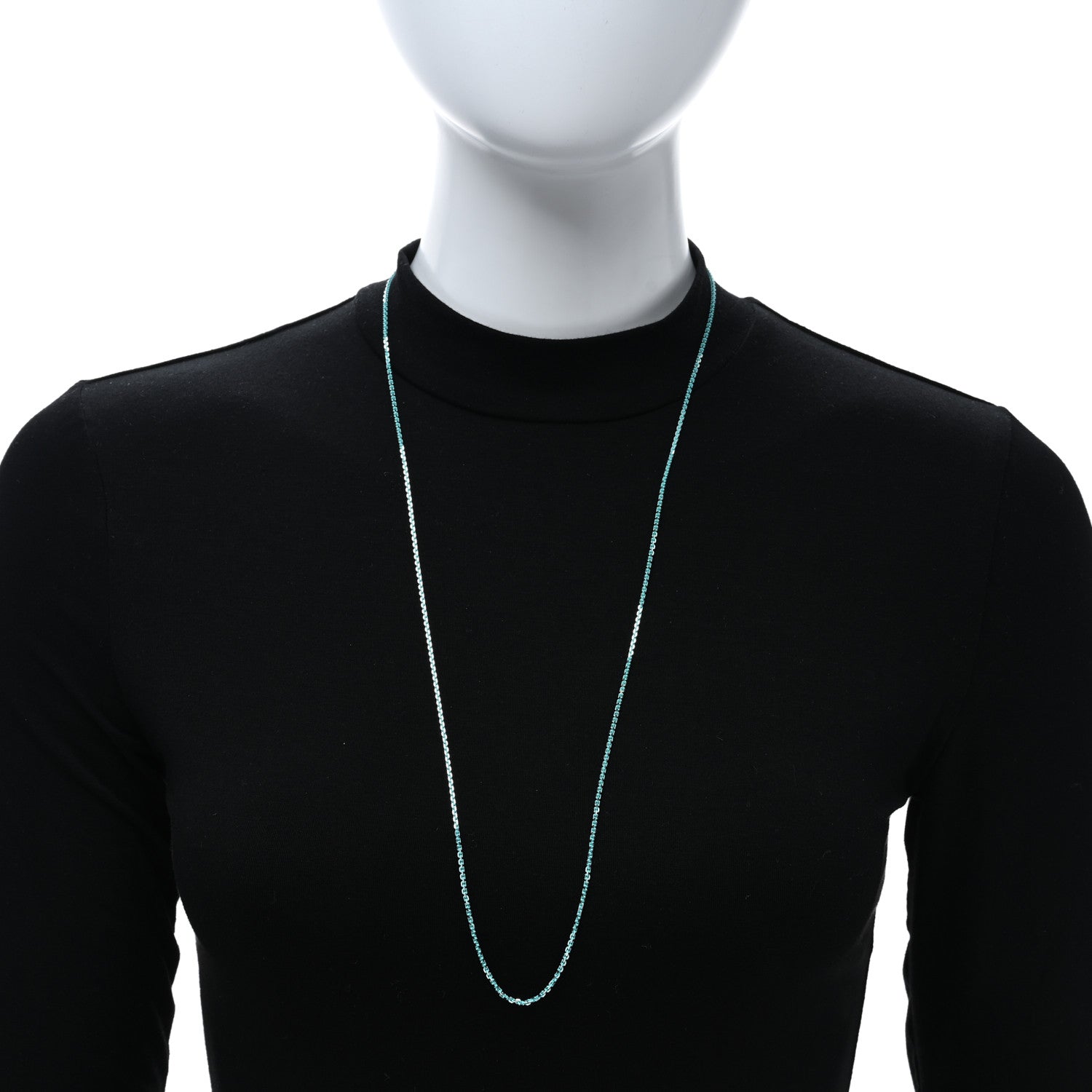 Tiffany Sterling Silver Enamel 1.75mm Chain Necklace 30" Blue 2 of 5