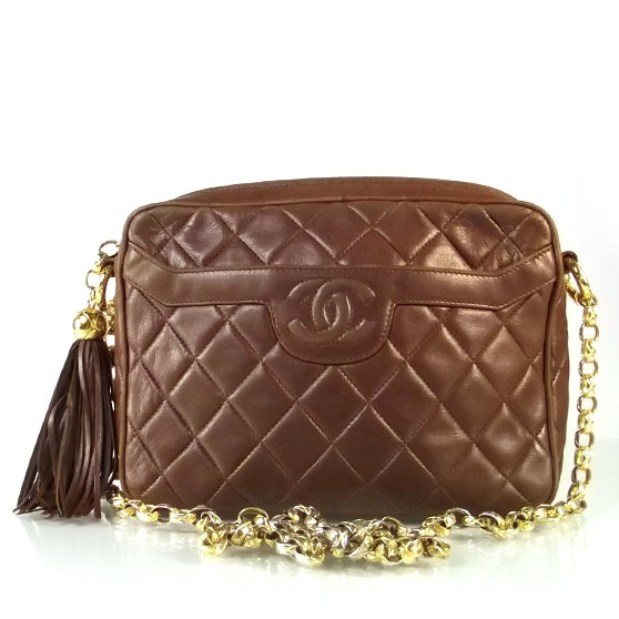 Chanel Quilted Lambskin Tassel Camera Case Brown 1 of 11