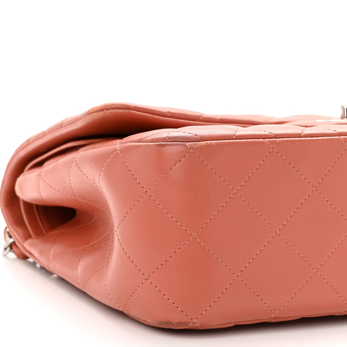 Lambskin Quilted Jumbo Double Flap Orange