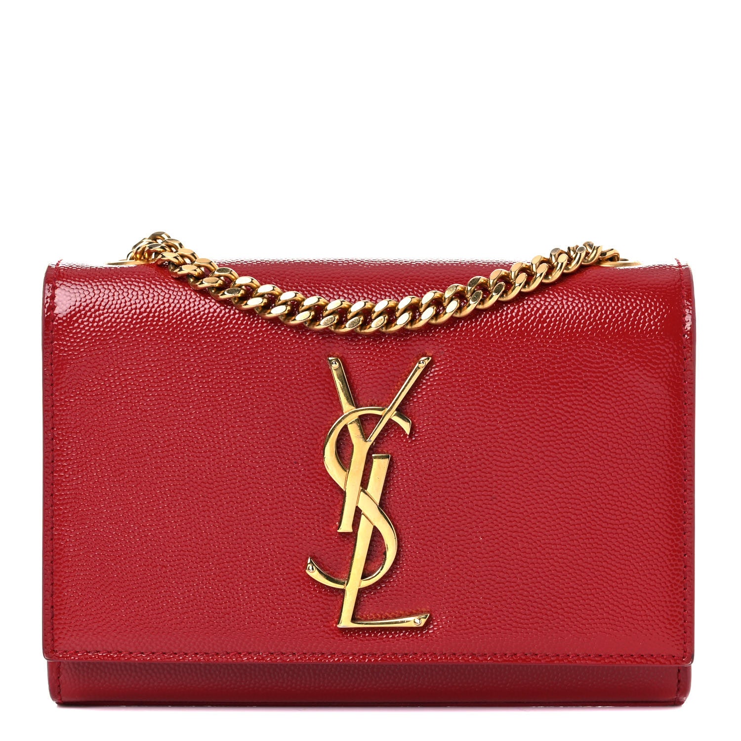 Saint Laurent Grain De Poudre Small Monogram Kate Satchel Red 1 of 12