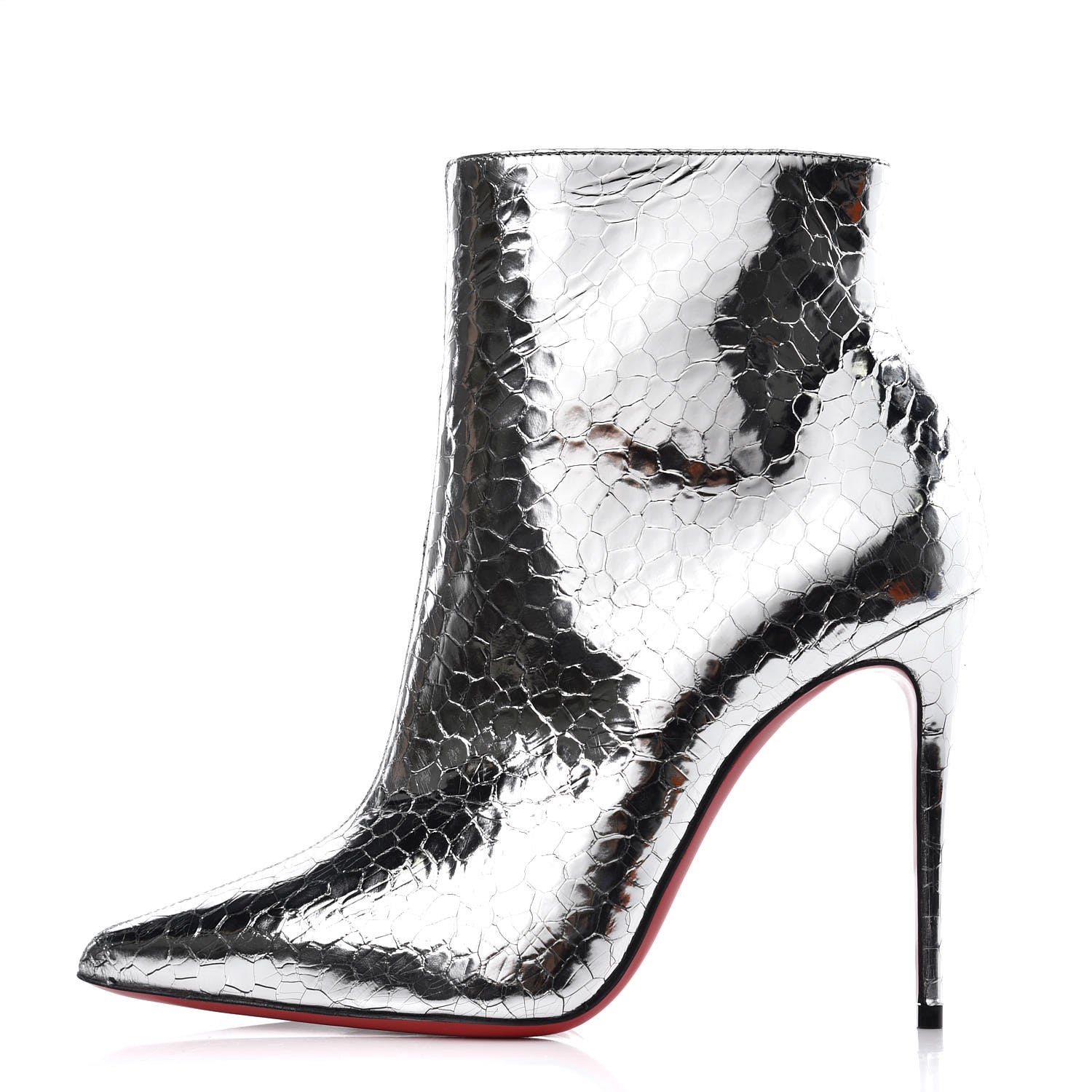 Christian Louboutin Calfskin Craquele So Kate Booty 110 Ankle Boots 38 Silver 1 of 8