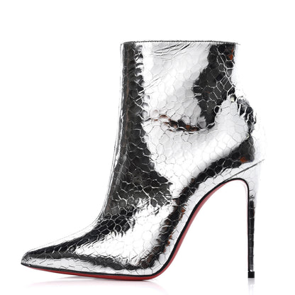 Christian Louboutin Calfskin Craquele So Kate Booty 110 Ankle Boots 38 Silver 1 of 8