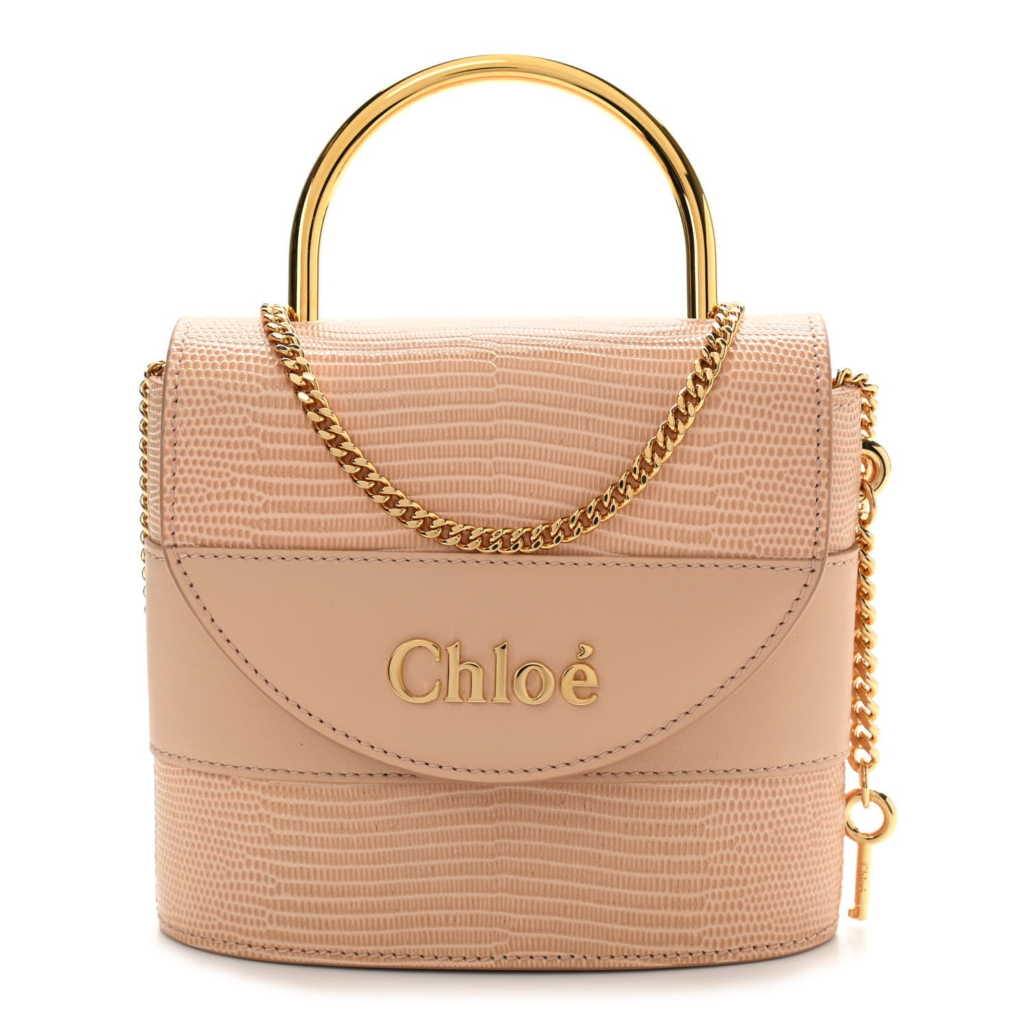 Chloe Calfskin Lizard Embossed Small Aby Lock Delicate Pink 1 of 10