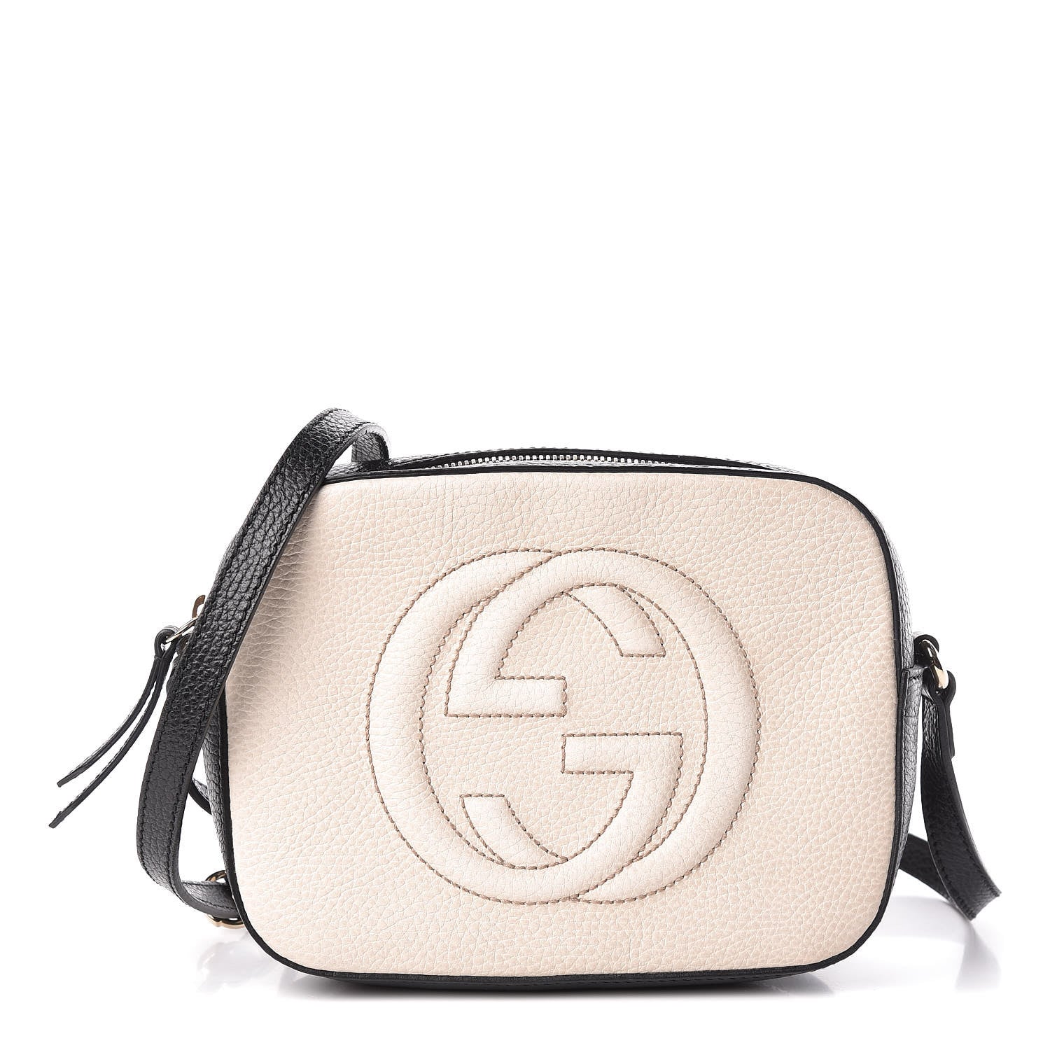 Gucci Dollar Calfskin Bi-Color Small Soho Disco Bag Mystic White Black 1 of 10