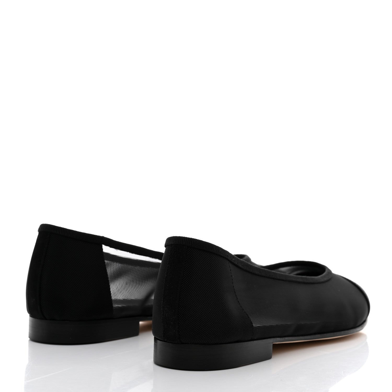 Chanel Mesh Studded CC Ballerina Flats 37.5 Black 4 of 7