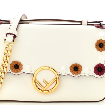 Fendi Vitello Dolce Nappa Flowerland Studded F is Fendi FF Micro Double Baguette White Multicolor 7 of 10