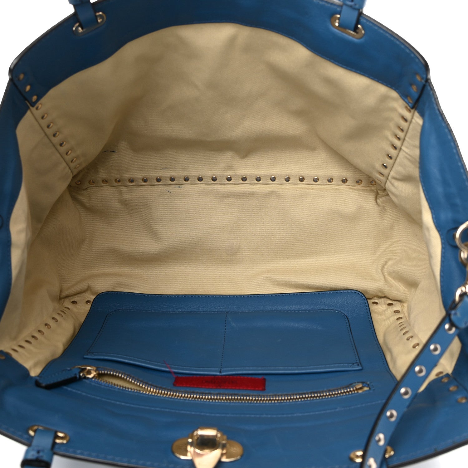 Valentino Garavani Calfskin Medium Rockstud Tote Blue 5 of 25