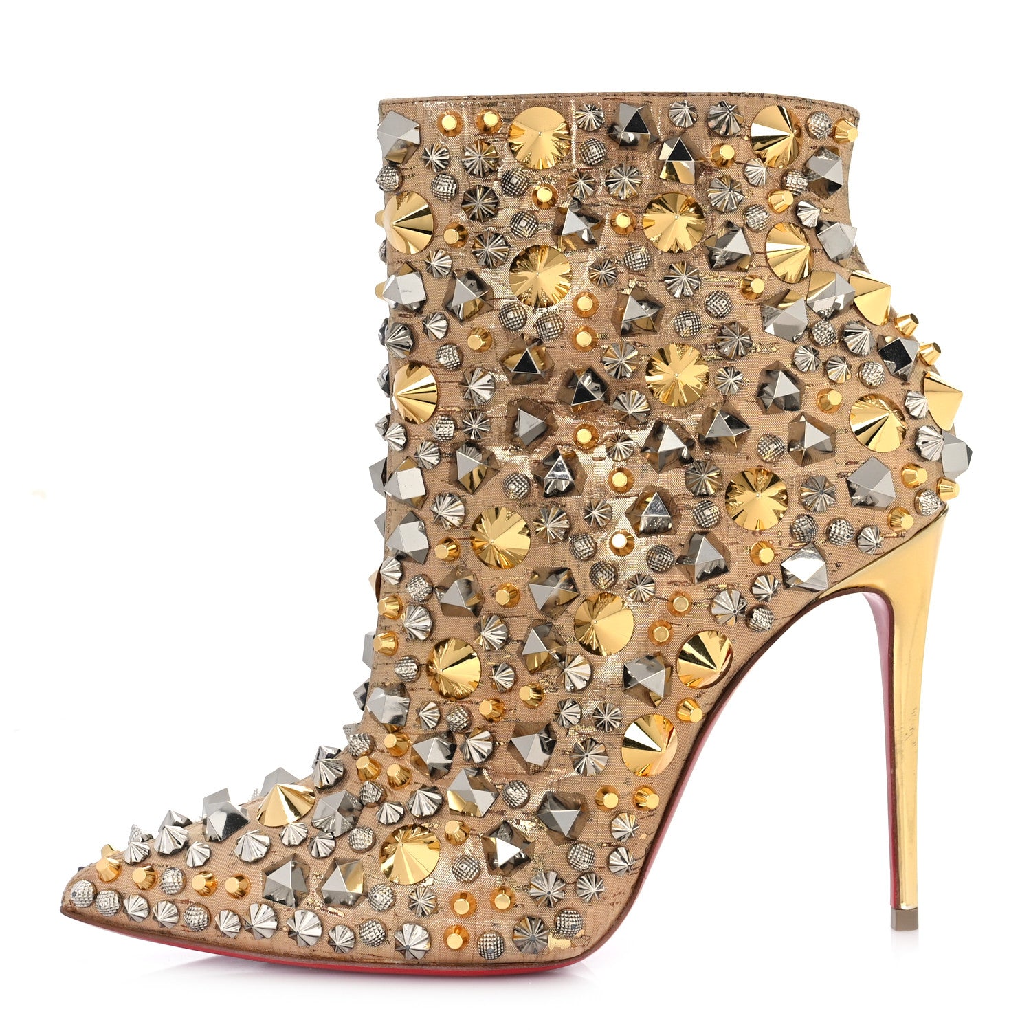 Christian Louboutin Liege Pepite Specchio So Full Kate 100 Ankle Boots 37 Gold Multicolor 1 of 10