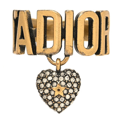 Christian Dior Metal J'Adior Crystal Heart Charm Ring L Gold 1 of 4