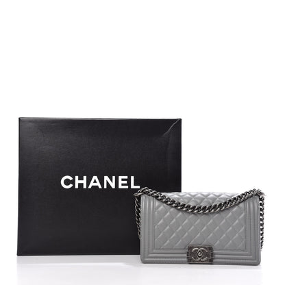 Chanel Calfskin Quilted Medium Boy Flap Grey 10 of 10