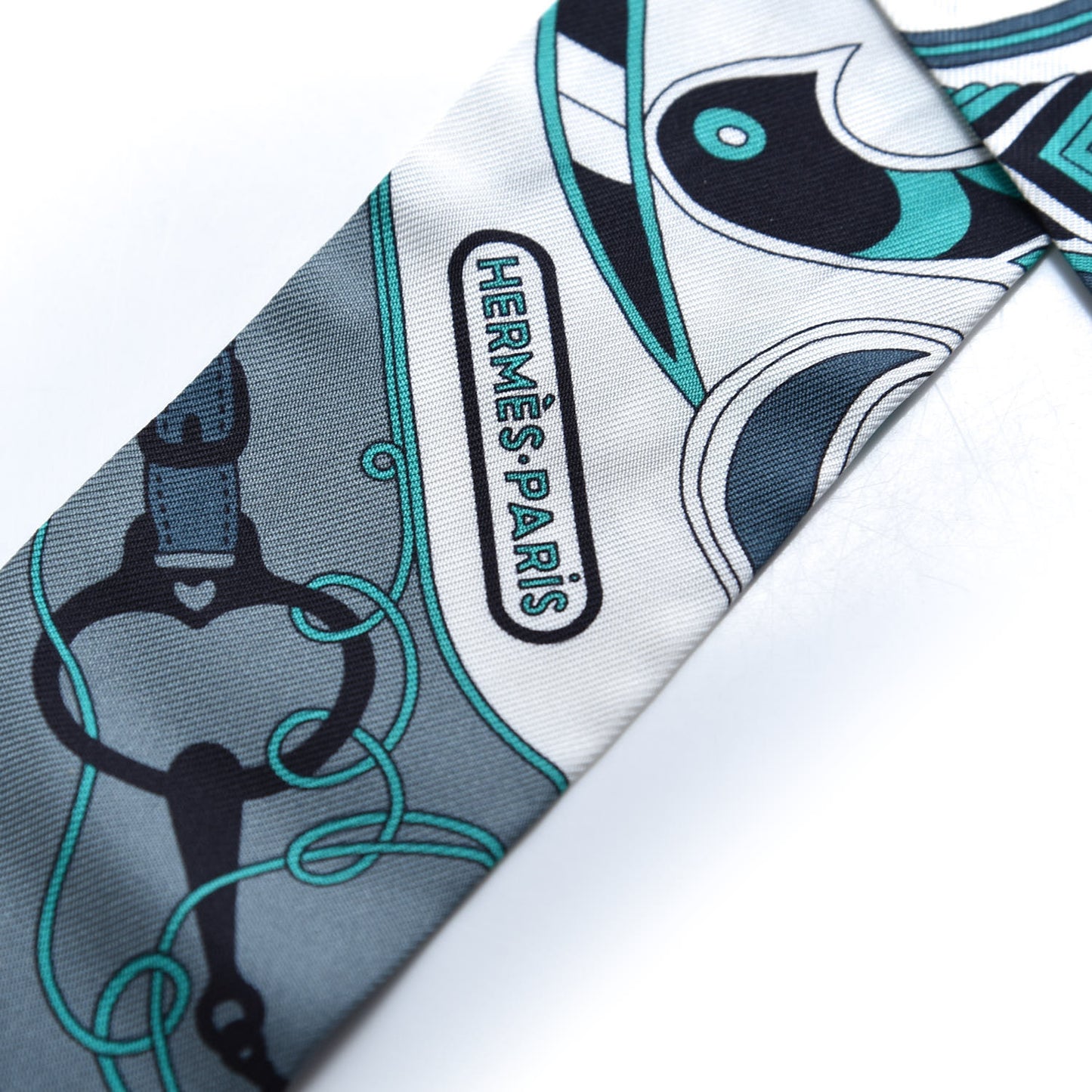 Silk Folklore Twilly White Menthol Gris