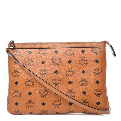 MCM Visetos Liz Shopper Tote Pouch Cognac 1 of 13