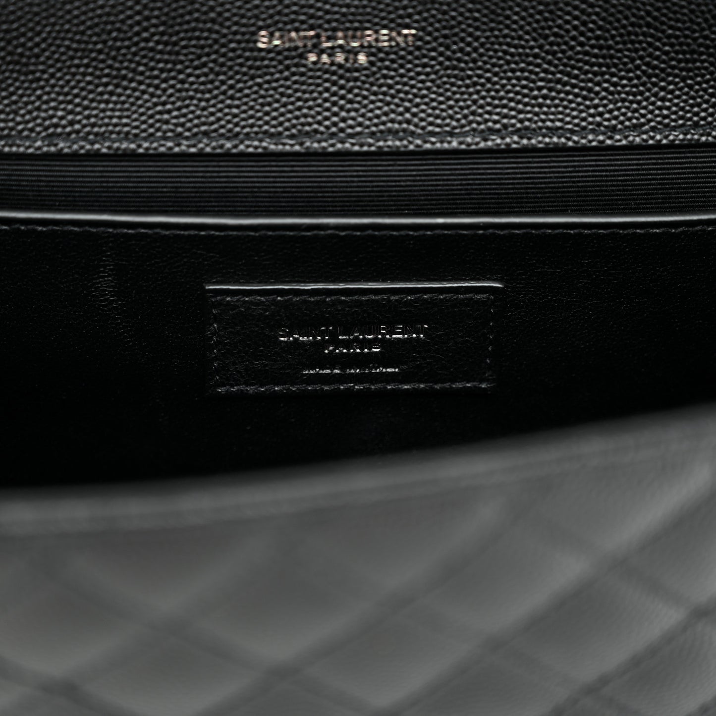 Grain De Poudre Textured Mixed Matelasse Triquilt Medium Monogram Monochrome Satchel Black