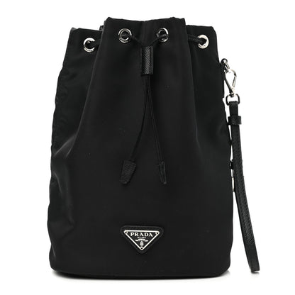Prada Saffiano Tessuto Nylon Vela Bucket Wristlet Black 1 of 9