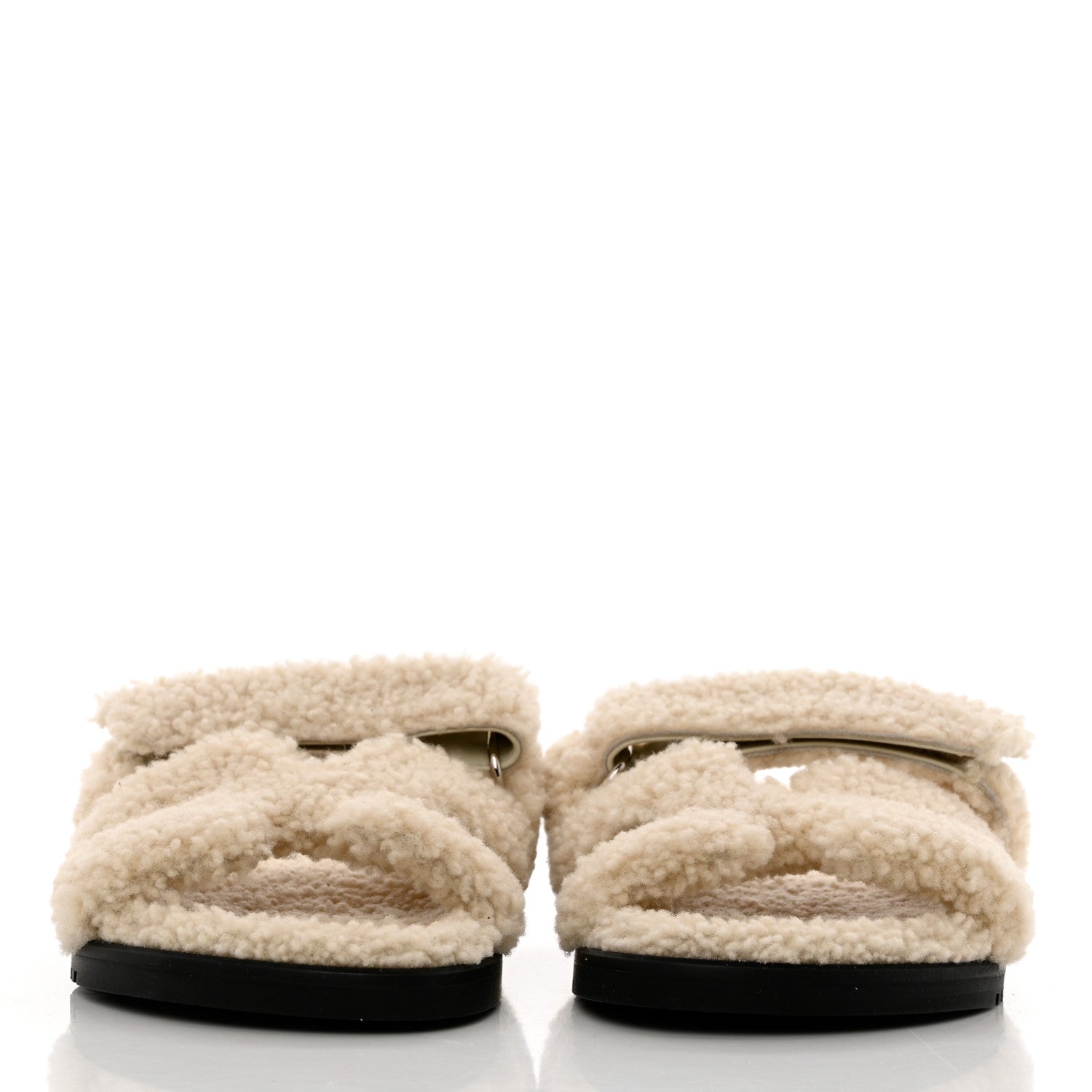 Hermes Woolskin Womens Chypre Sandals 36 Ecru 2 of 9