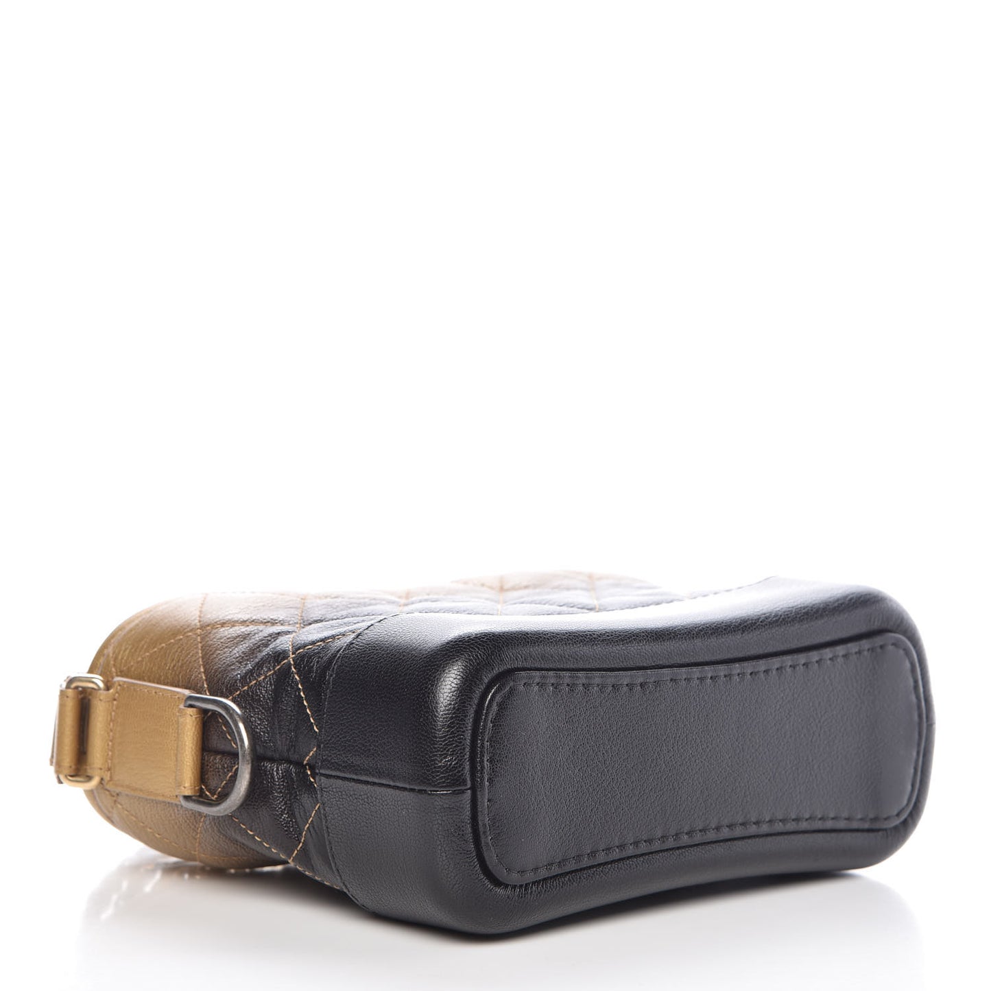 Metallic Goatskin Quilted Small Gabrielle Hobo Gold Black