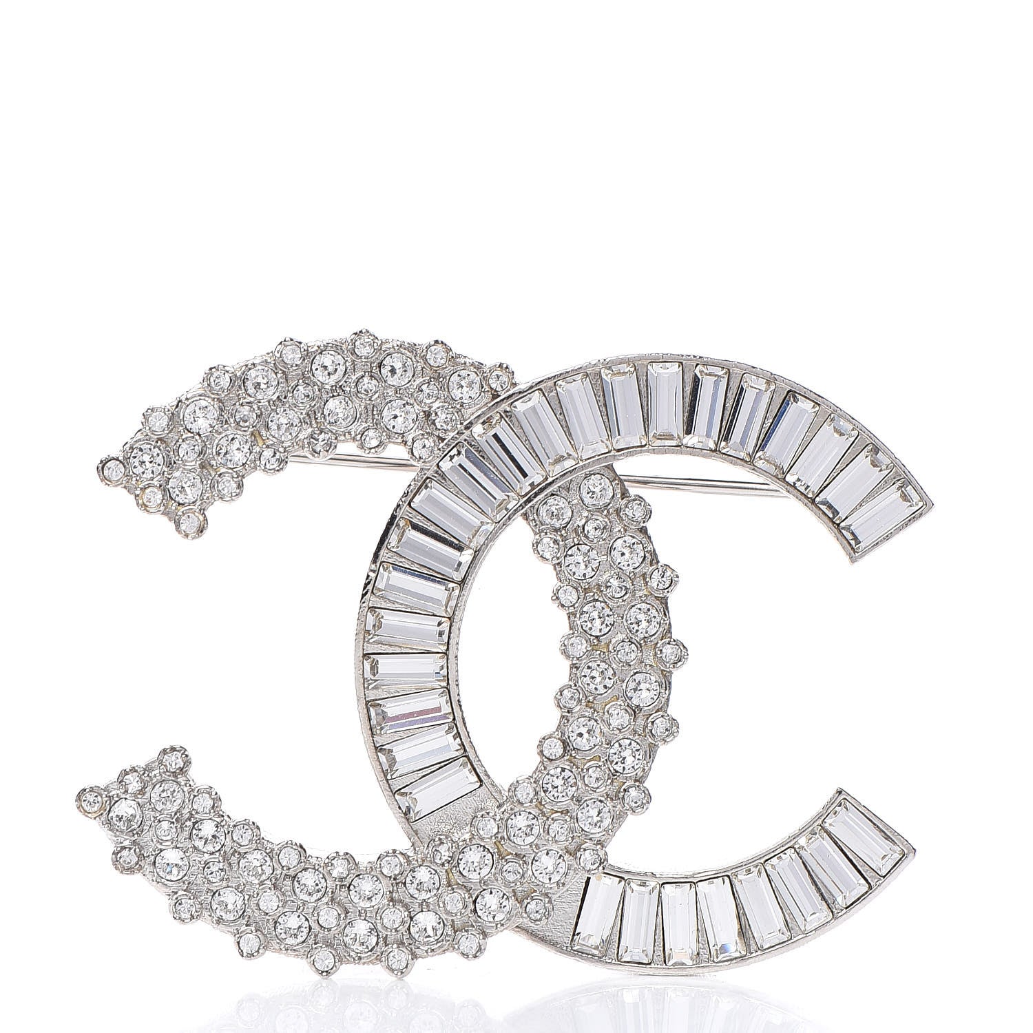 Chanel Crystal CC Brooch Silver 1 of 5