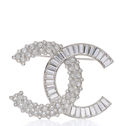 Chanel Crystal CC Brooch Silver 1 of 5