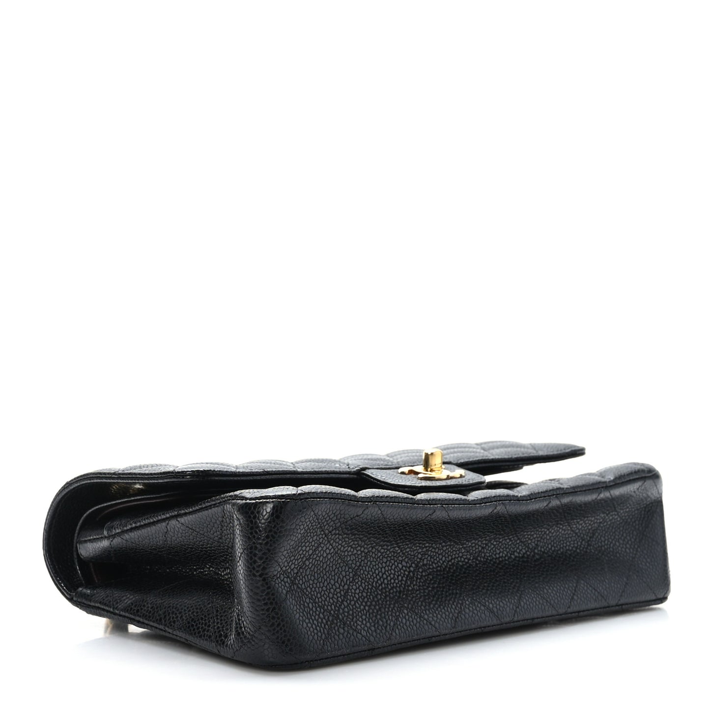 Caviar Quilted Medium Double Flap Black