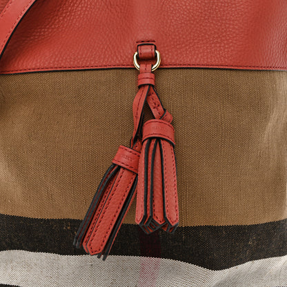 Burberry Canvas Mega Check Medium Ashby Tassel Hobo Cinnamon Red 9 of 15
