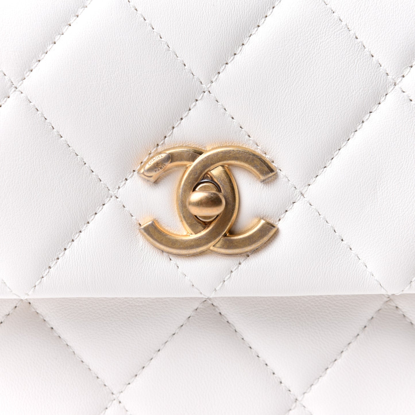 Lambskin Quilted Mini Side Note Flap White