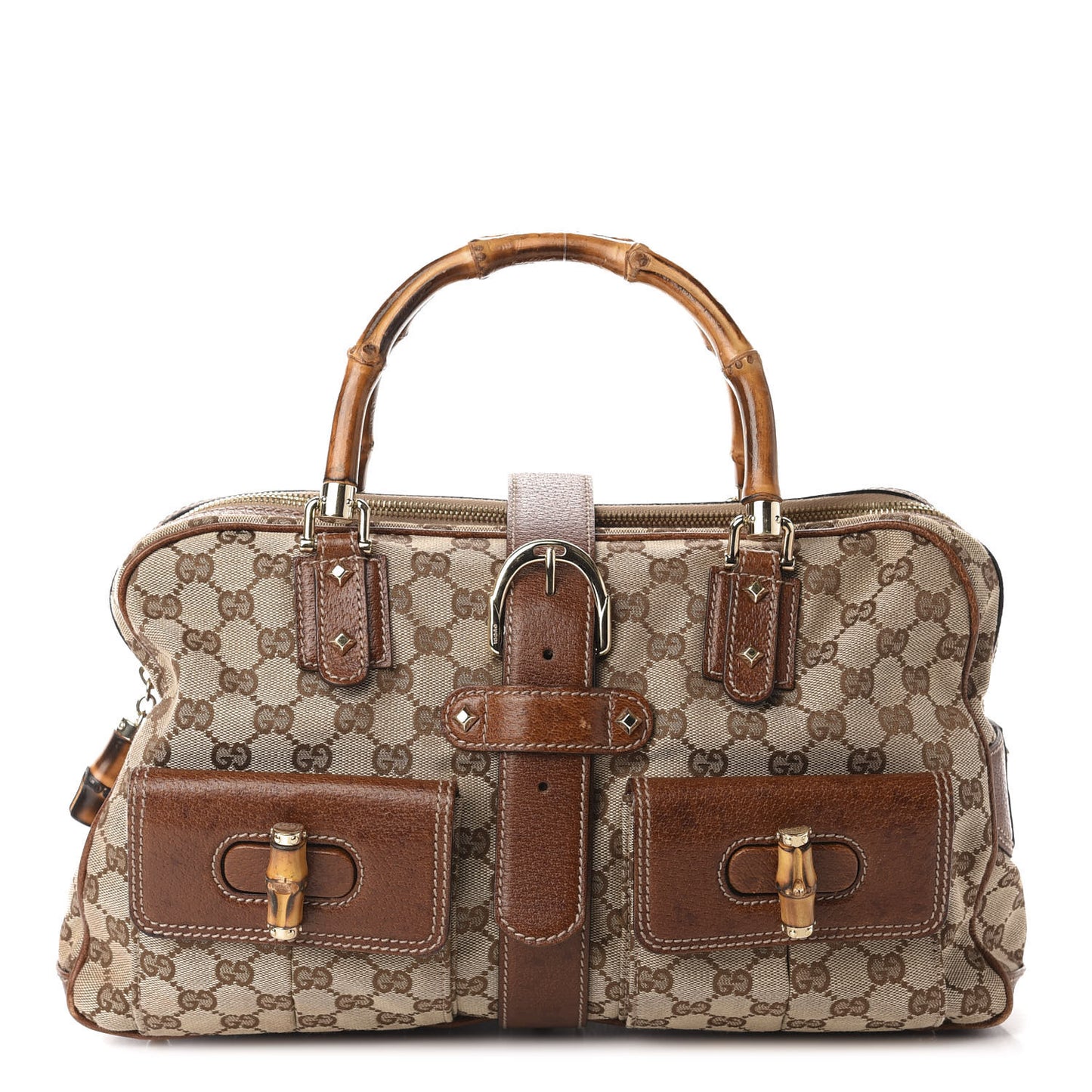 Monogram Canvas Bamboo Top Handle Bag Brown