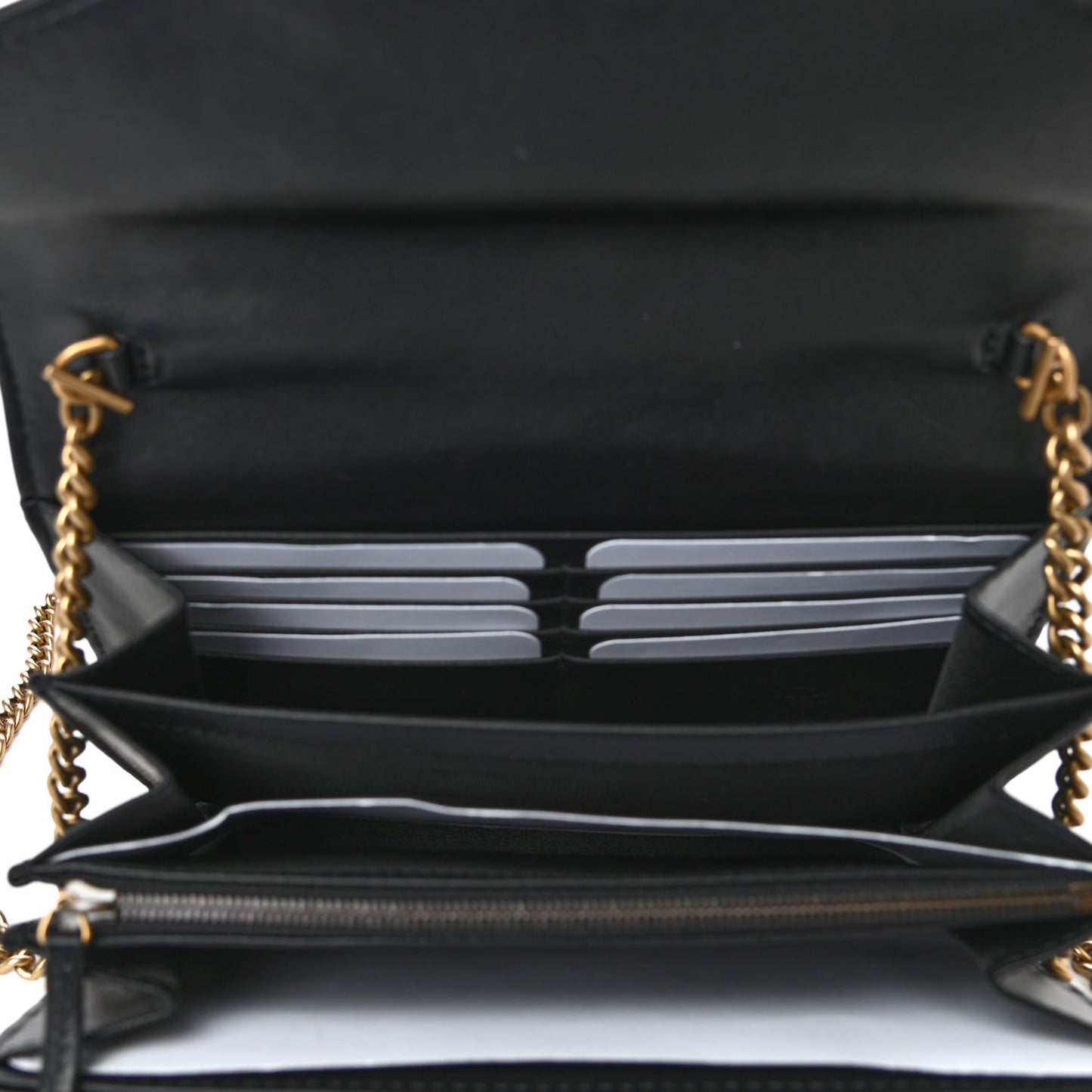 Calfskin Matelasse GG Marmont Chain Wallet Black