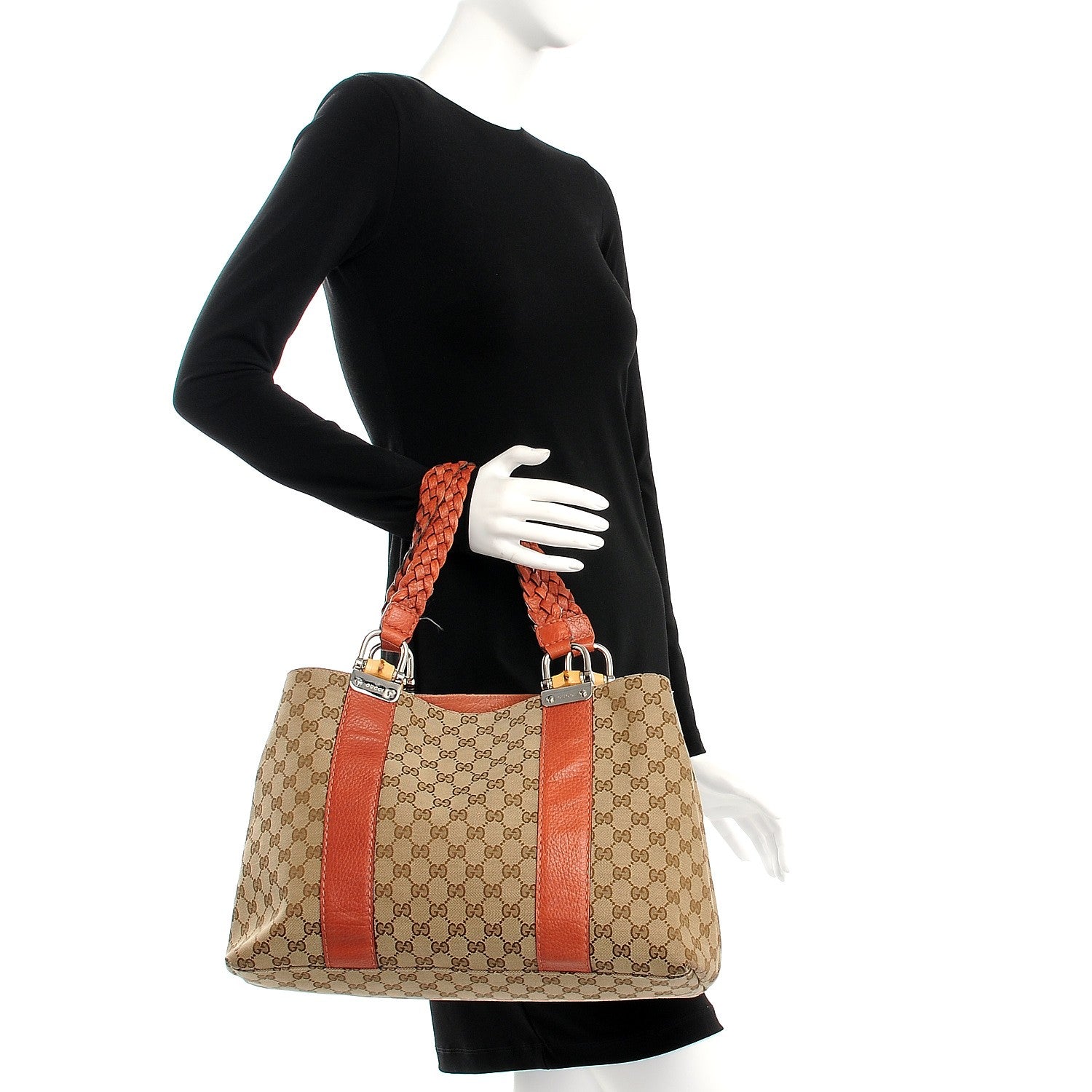 Gucci Monogram Libeccio Bamboo Bar Medium Tote Brown 2 of 8