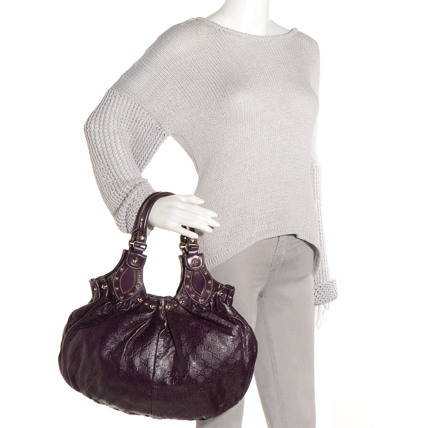 Guccissima Studded Medium Pelham Shoulder Bag Purple