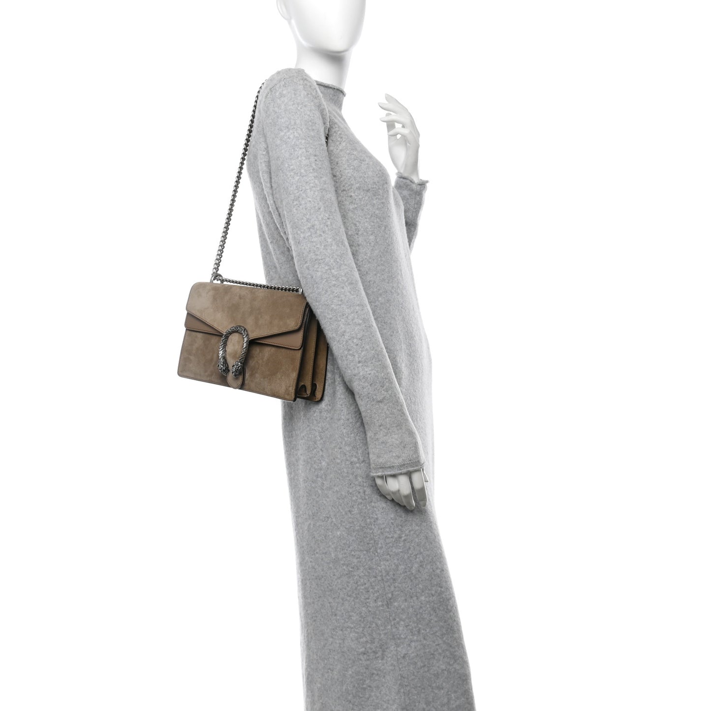 Suede Small Dionysus Shoulder Bag Taupe