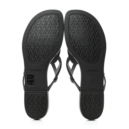 Hermes Rubber Womens Egerie Sandals 38 Black 5 of 9
