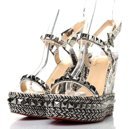 Christian Louboutin Watersnake Print Cataclou 120 Wedge Sandals 35 Roccia Gun Metal 3 of 7