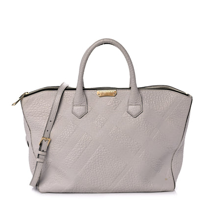Burberry Heritage Grain Check Embossed Medium Dewsbury Tote Pale Grey 1 of 17