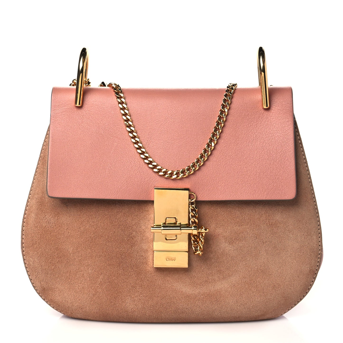 Suede Smooth Calfskin Drew Shoulder Bag Misty Rose