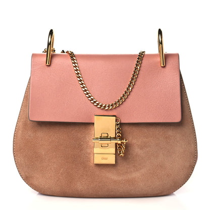 Chloe Suede Smooth Calfskin Drew Shoulder Bag Misty Rose 1 of 9